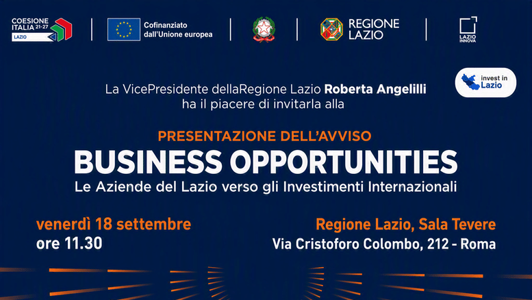 Regione Lazio: nuovo bando Business Opportunities