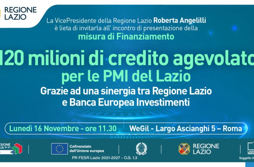 Regione Lazio: nuova misura per le Pmi
